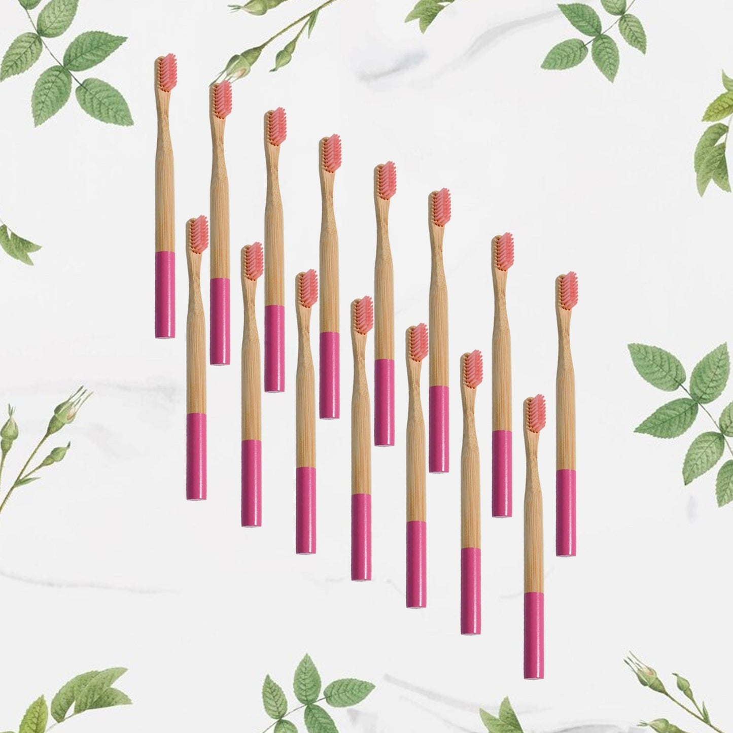13030 Bamboo Wooden Toothbrush Soft Toothbrush Wooden Child Bamboo Toothbrush Biodegradable Manual Toothbrush for Adult, Kids (15 pcs set / With Round Box)