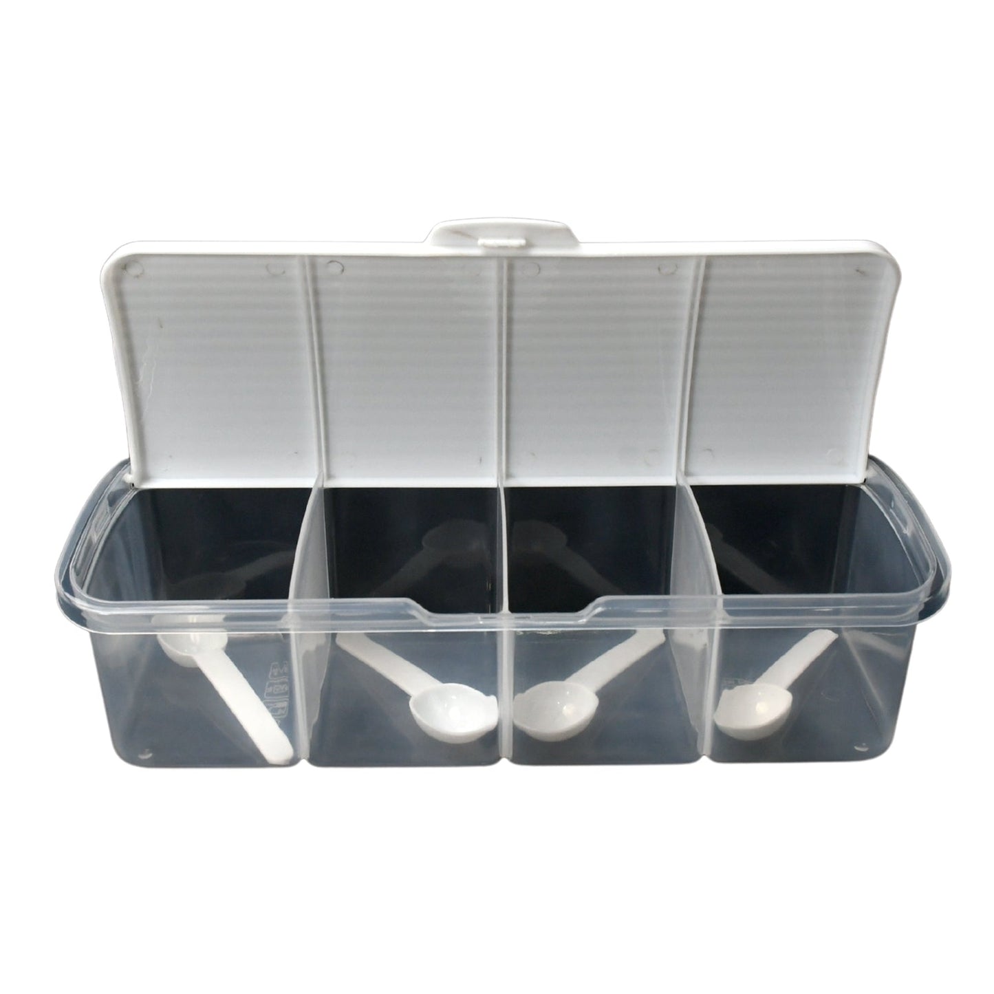 8263 Kitchen Multipurpose Air-tight 4 Sections Storage Containers / Masala Box Pickle (Achar) Jar with 4 spoon for each section (1 Pc / Mix Color)